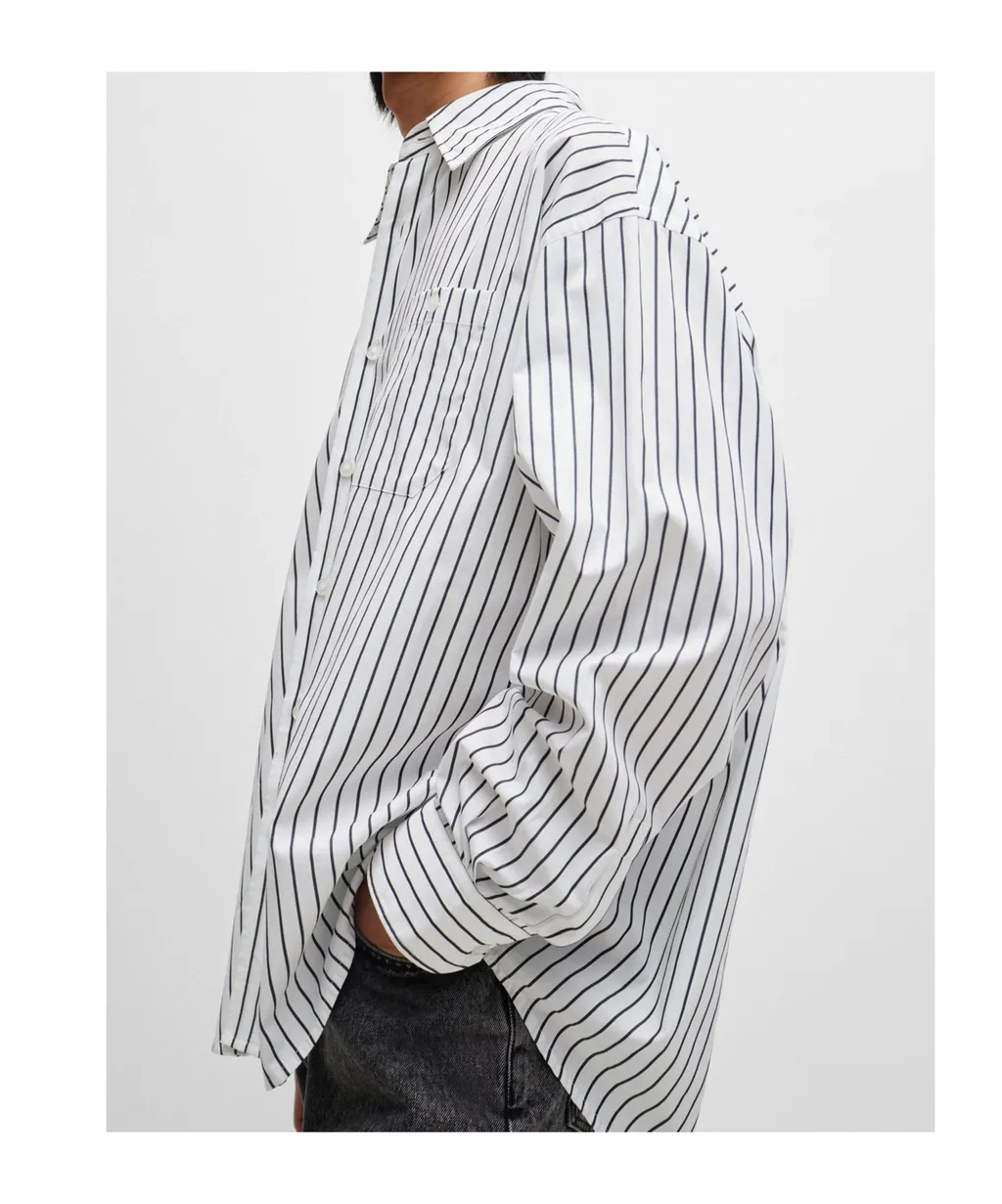 Striped Cotton Poplin Oversized Shirt