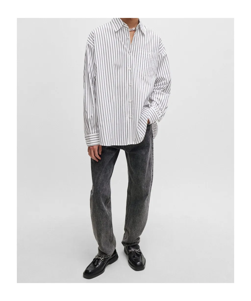 Striped Cotton Poplin Oversized Shirt
