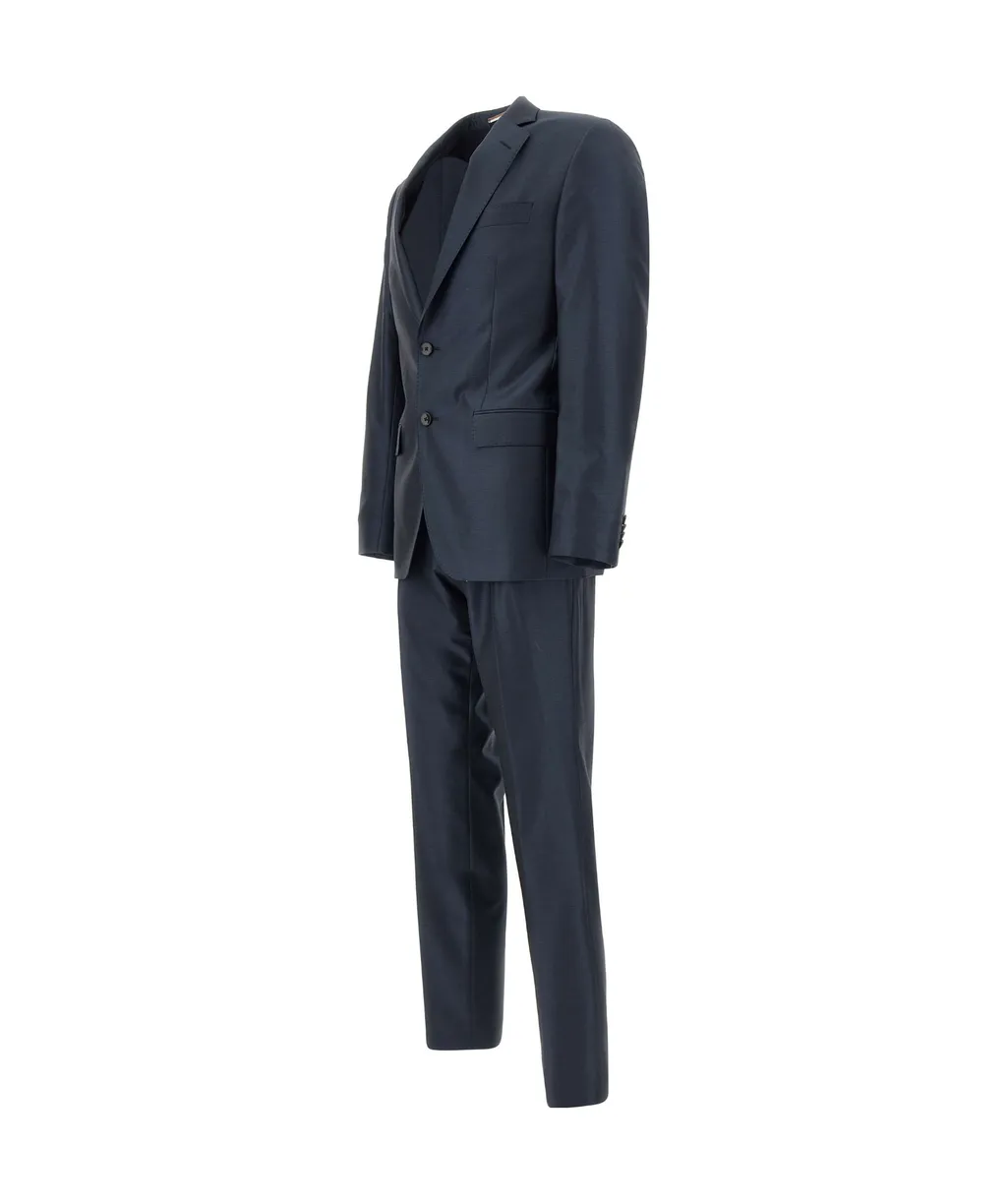 Single-Breasted Wool Blend Suit