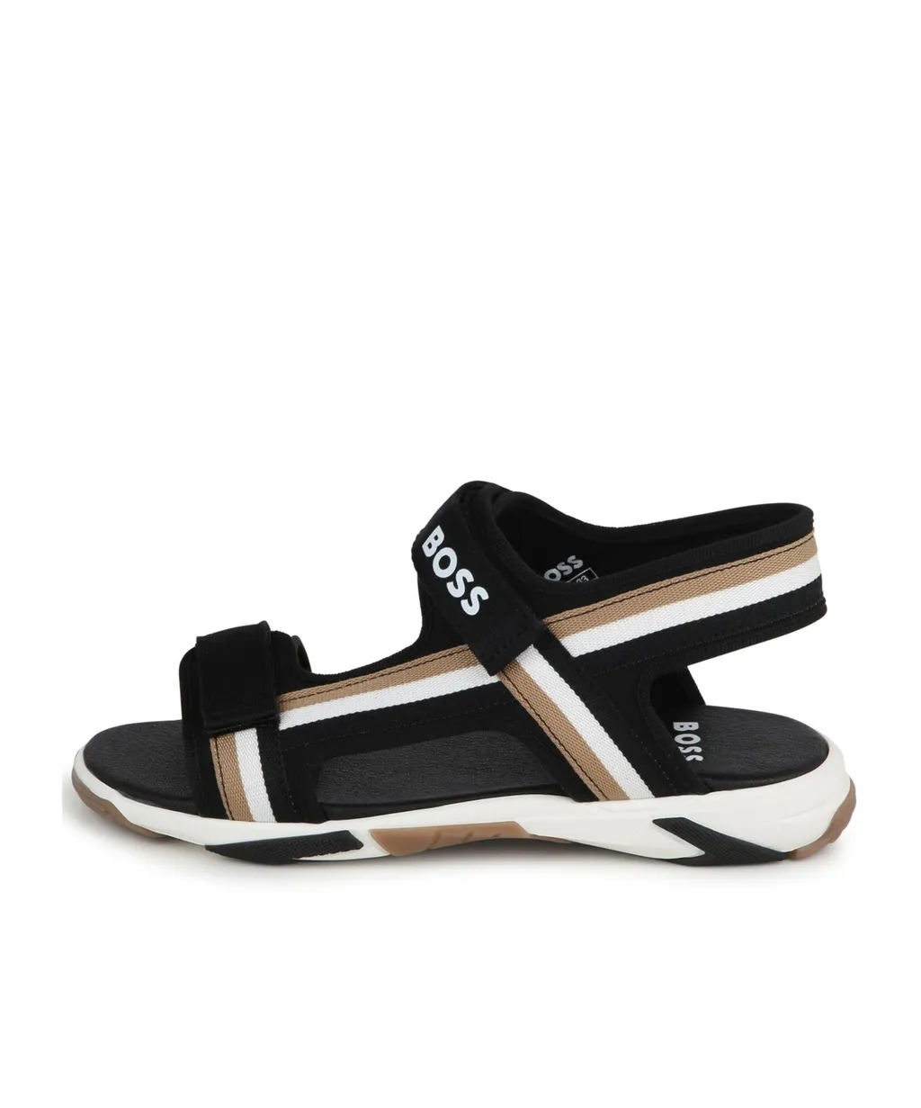 Striped Touch-Strap Sandals