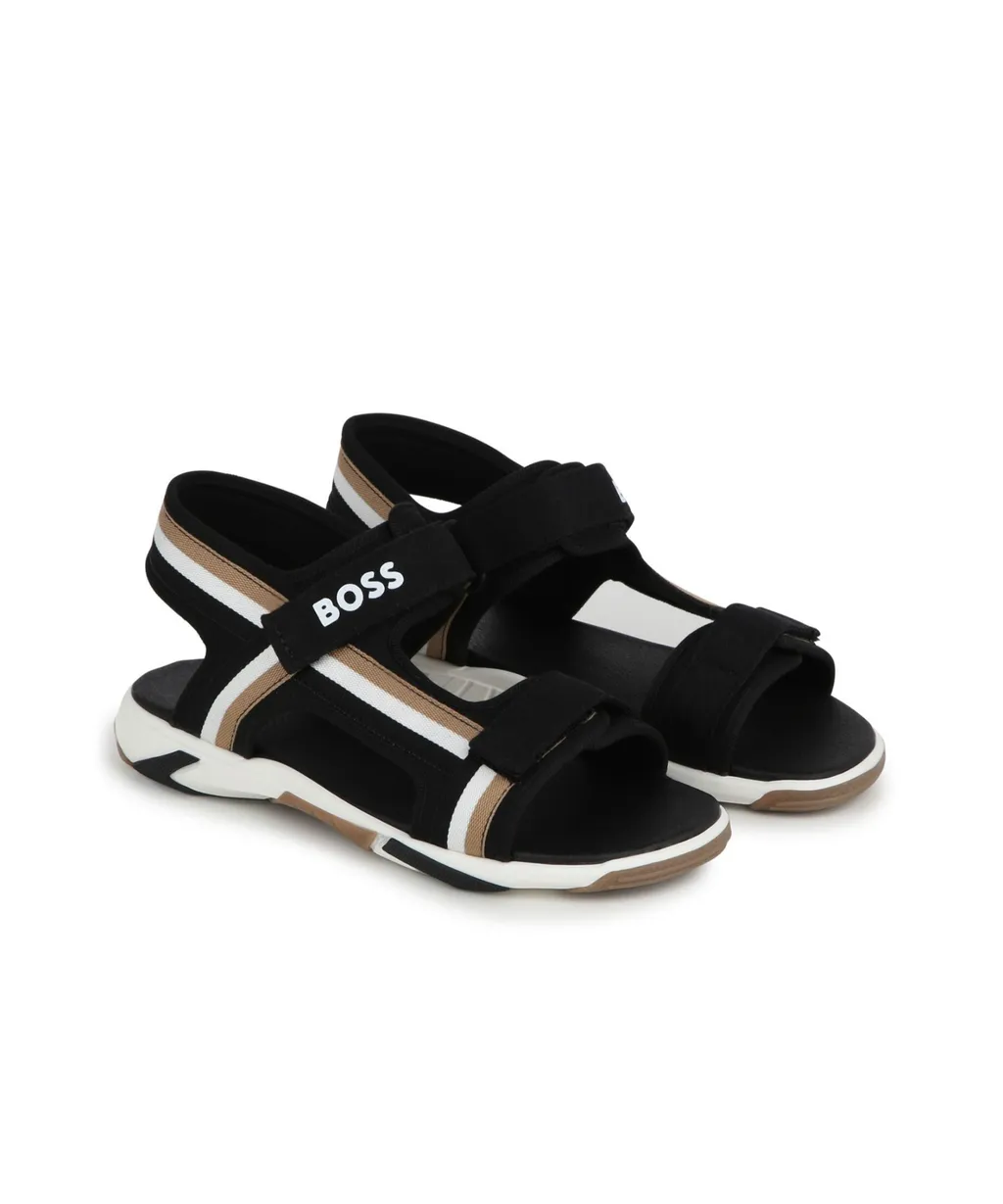 Striped Touch-Strap Sandals