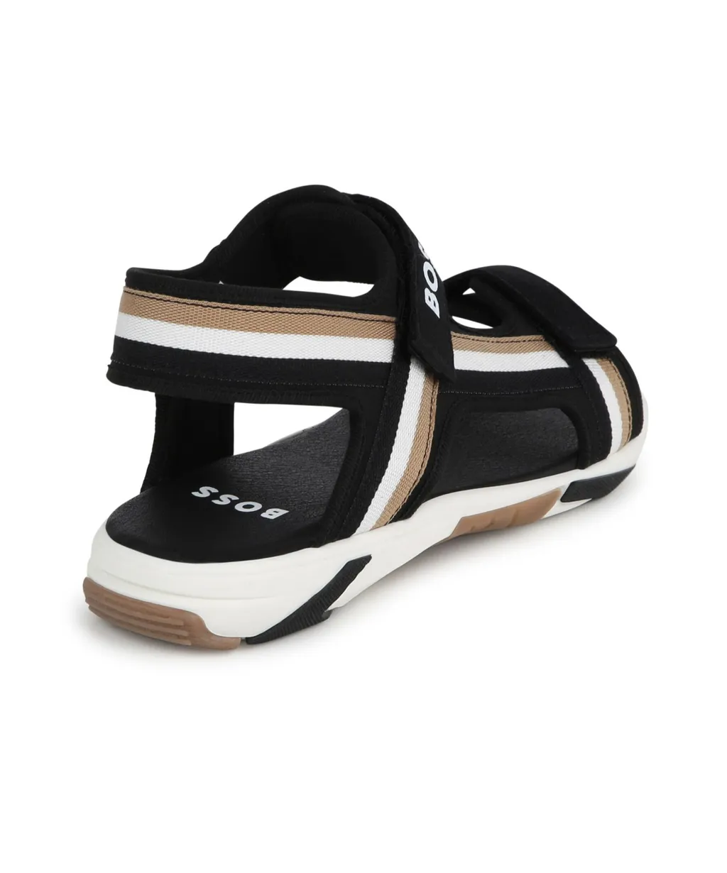 Striped Touch-Strap Sandals