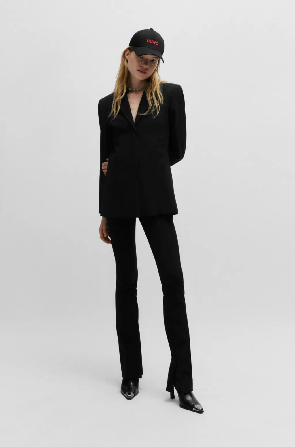 Single-Breasted Logo-Patch Blazer