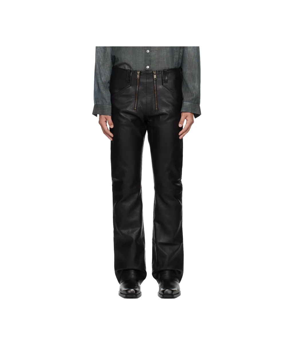 Zip-Detail Leather Trousers