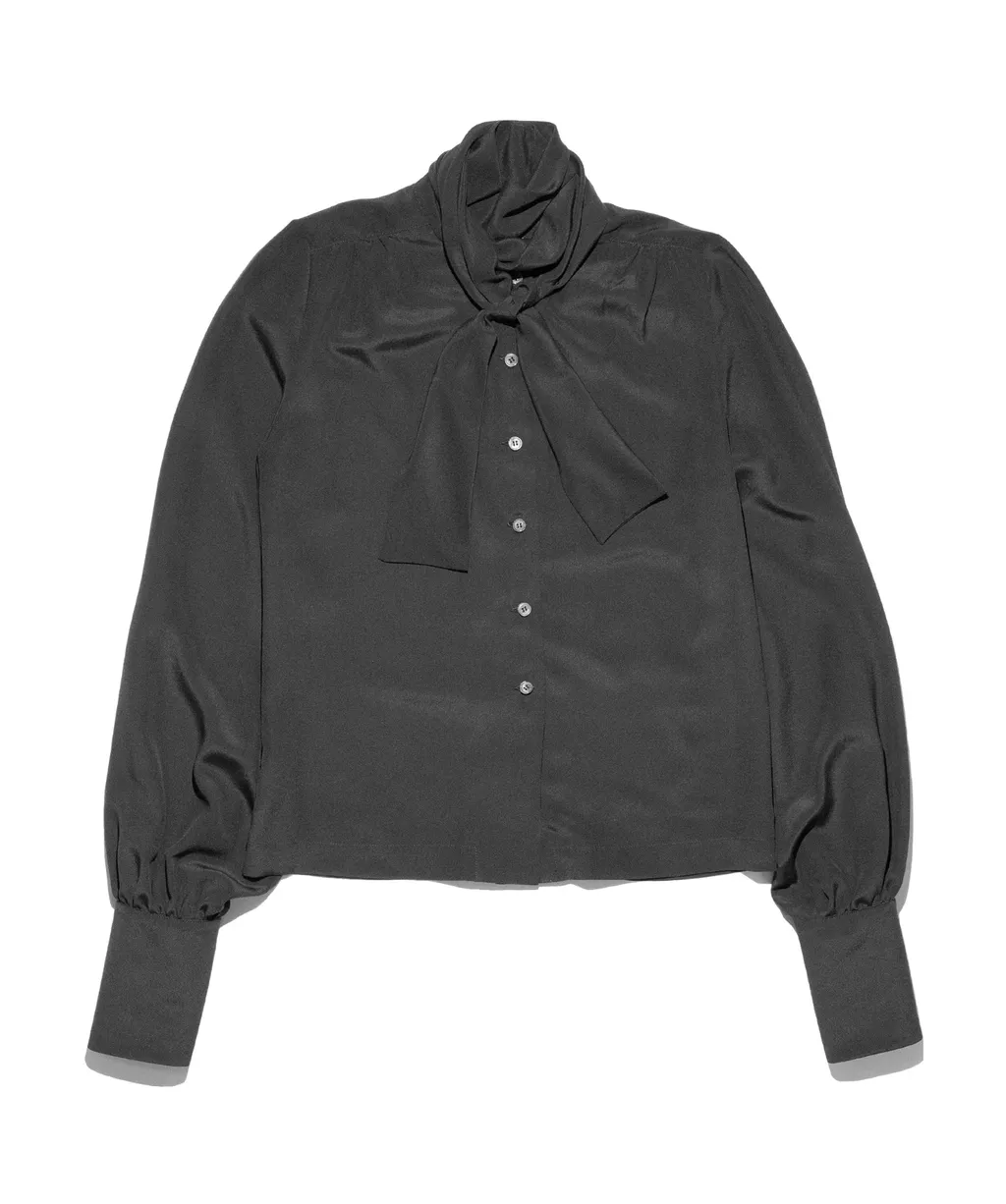 Crepe-De-Chine Pussy-Bow Shirt