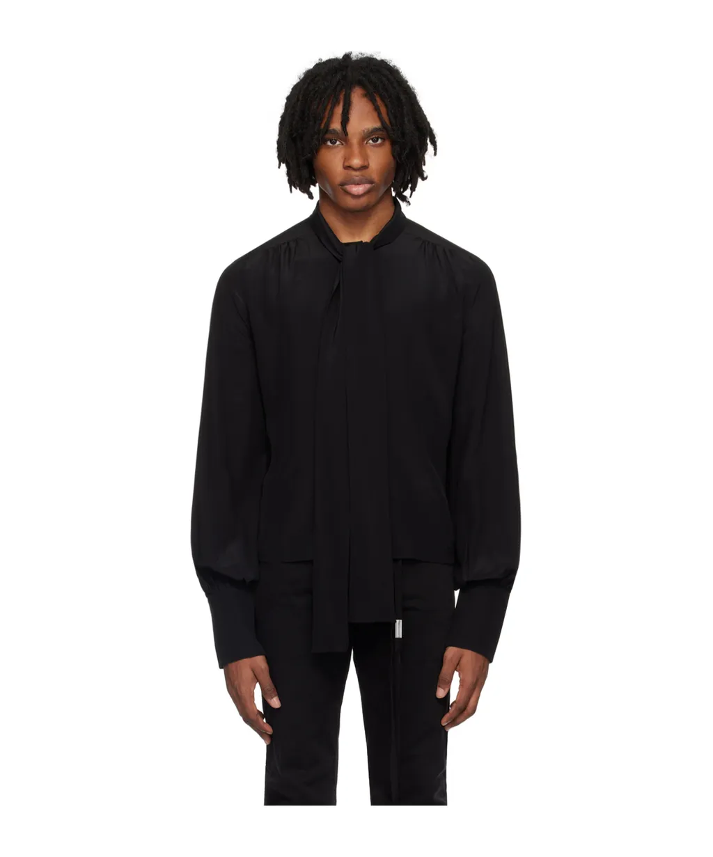 Crepe-De-Chine Pussy-Bow Shirt