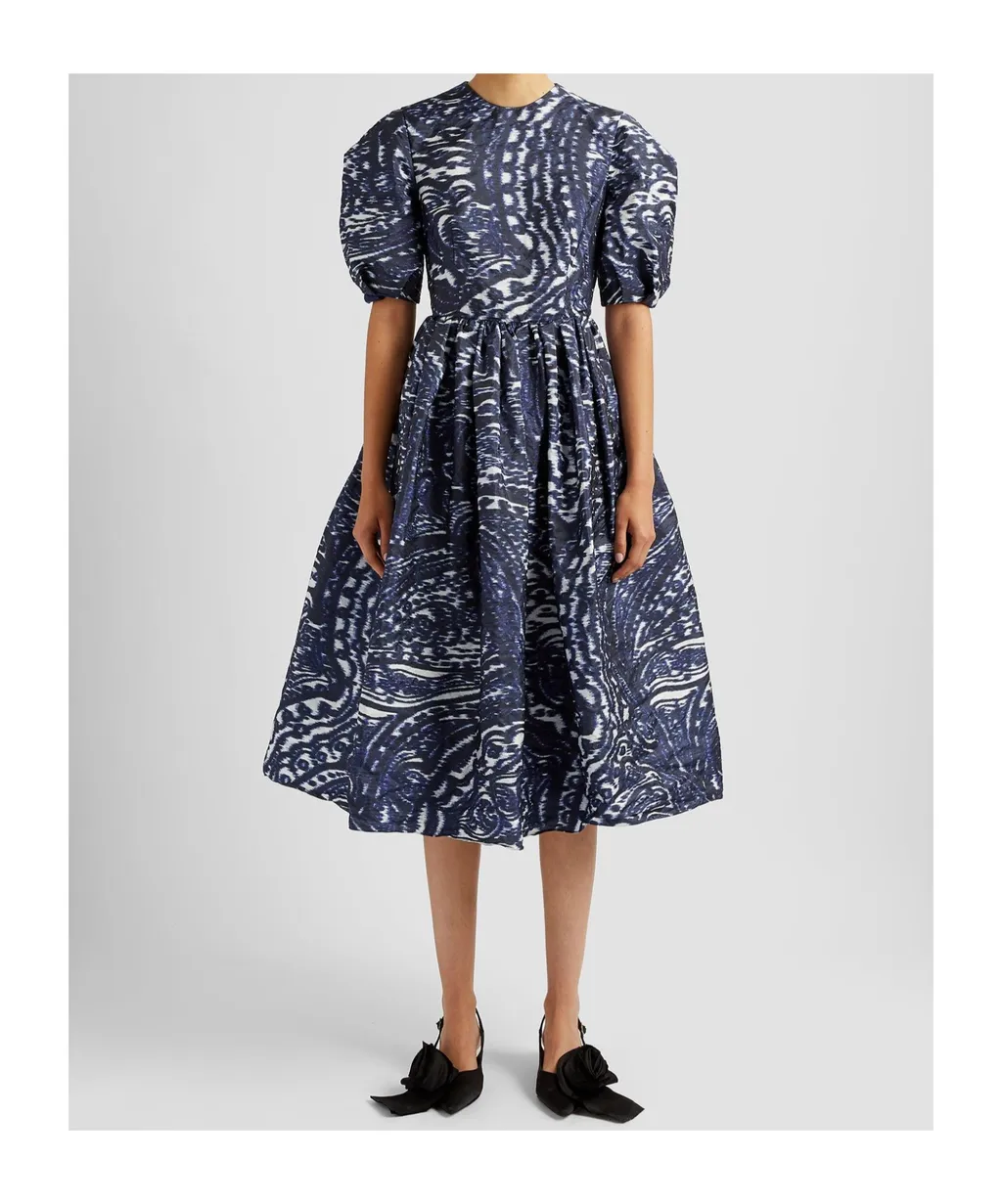 Short Sleeve A-Line Midi Dress