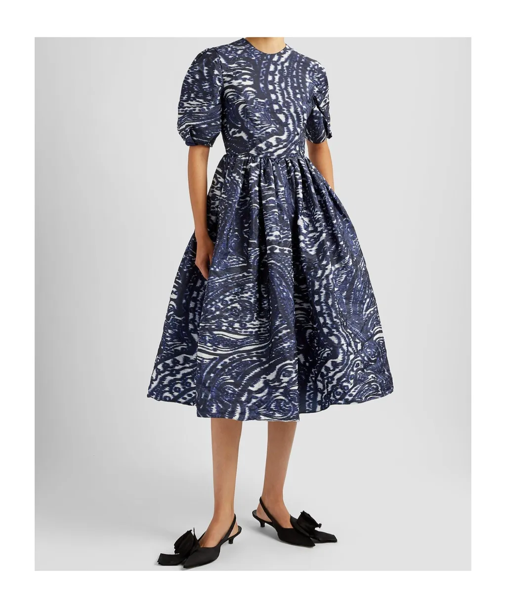Short Sleeve A-Line Midi Dress