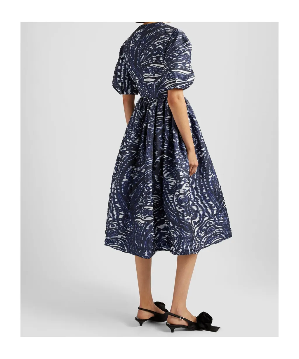Short Sleeve A-Line Midi Dress