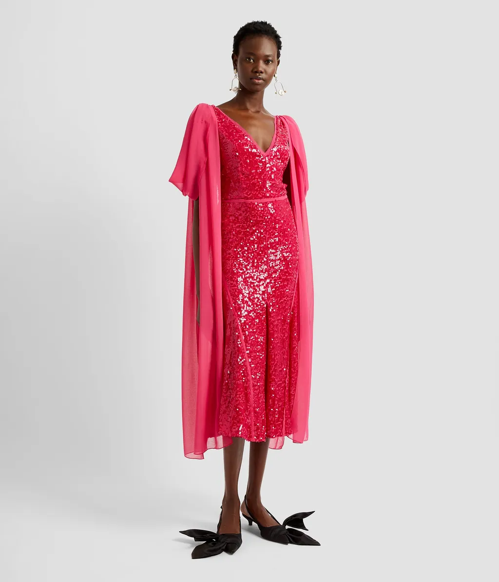 V-Neck Shoulder-Hanging Detail Dress