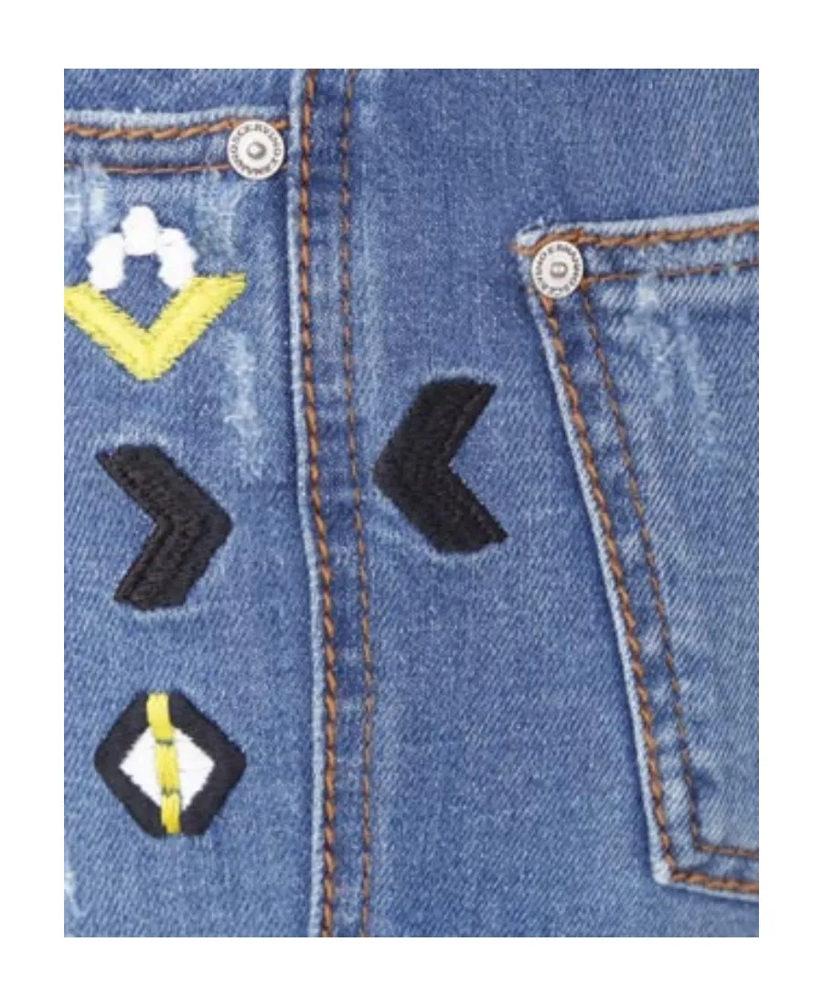 Embroidered Flared-Leg Jeans