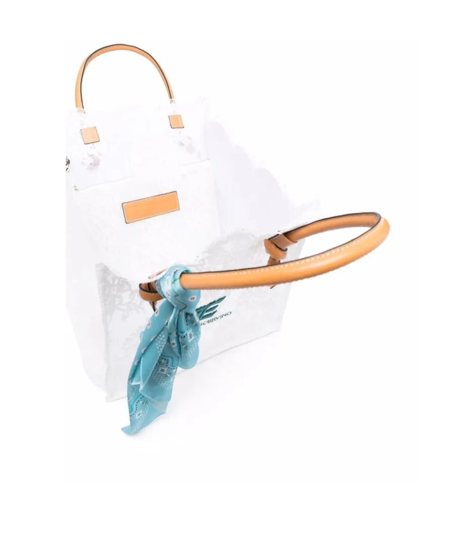 Floral-Lace Logo Tote Bag
