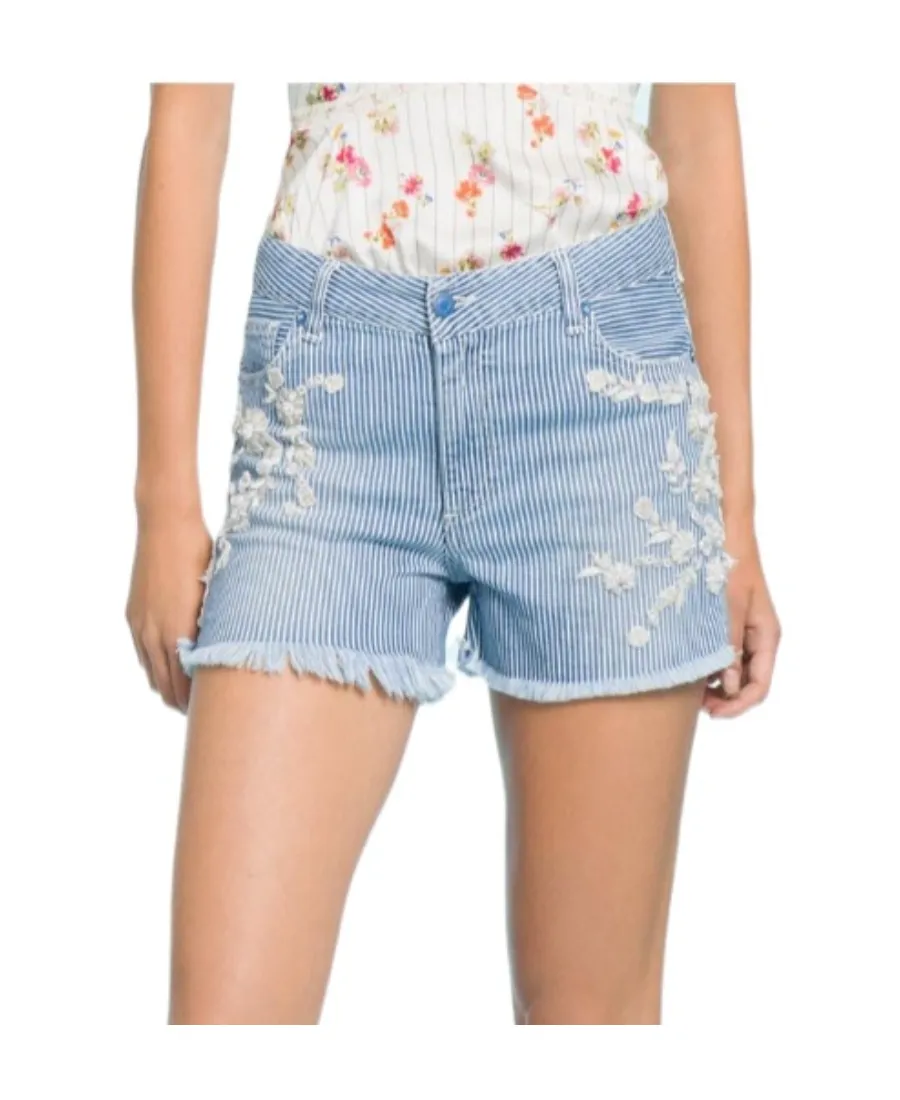 Striped Embroidered Shorts