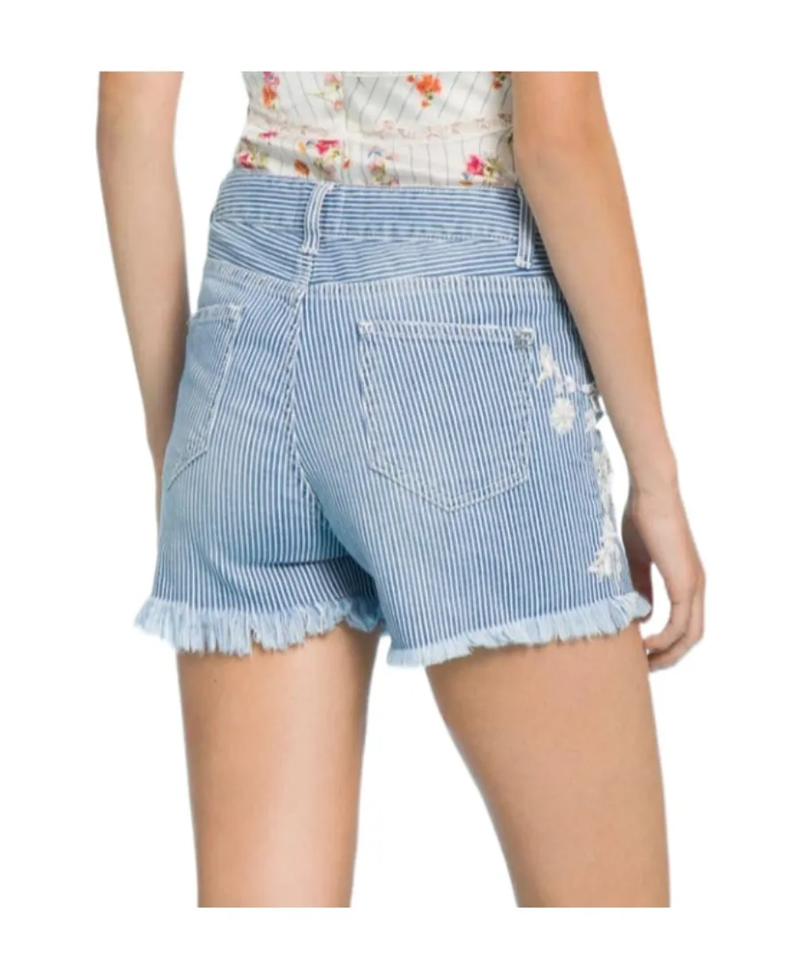 Striped Embroidered Shorts