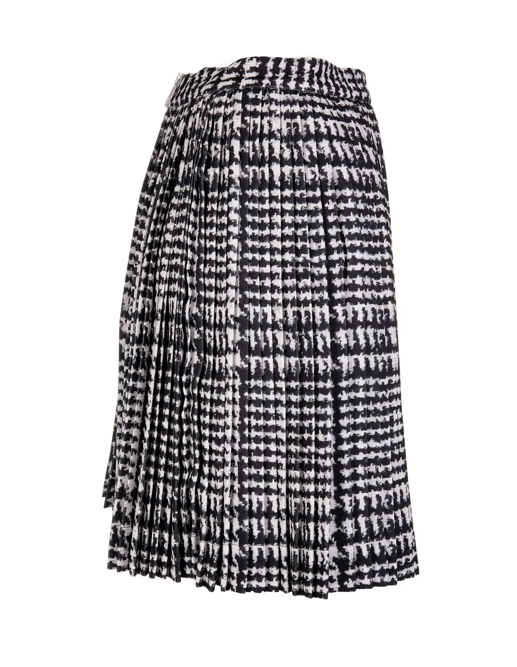 High-Waisted Pleated Houndstooth Skirt