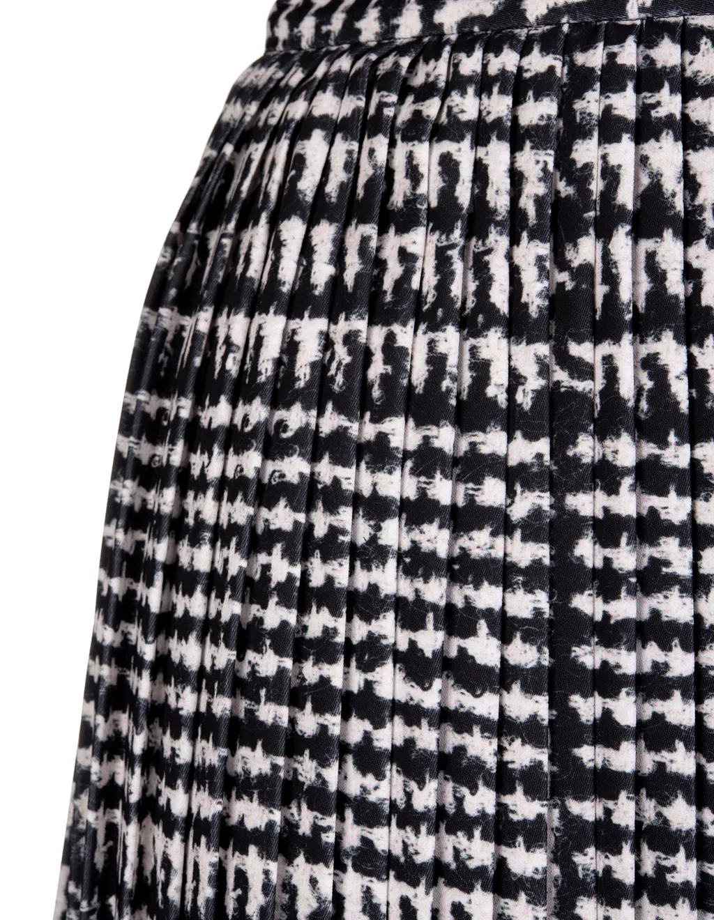 High-Waisted Pleated Houndstooth Skirt