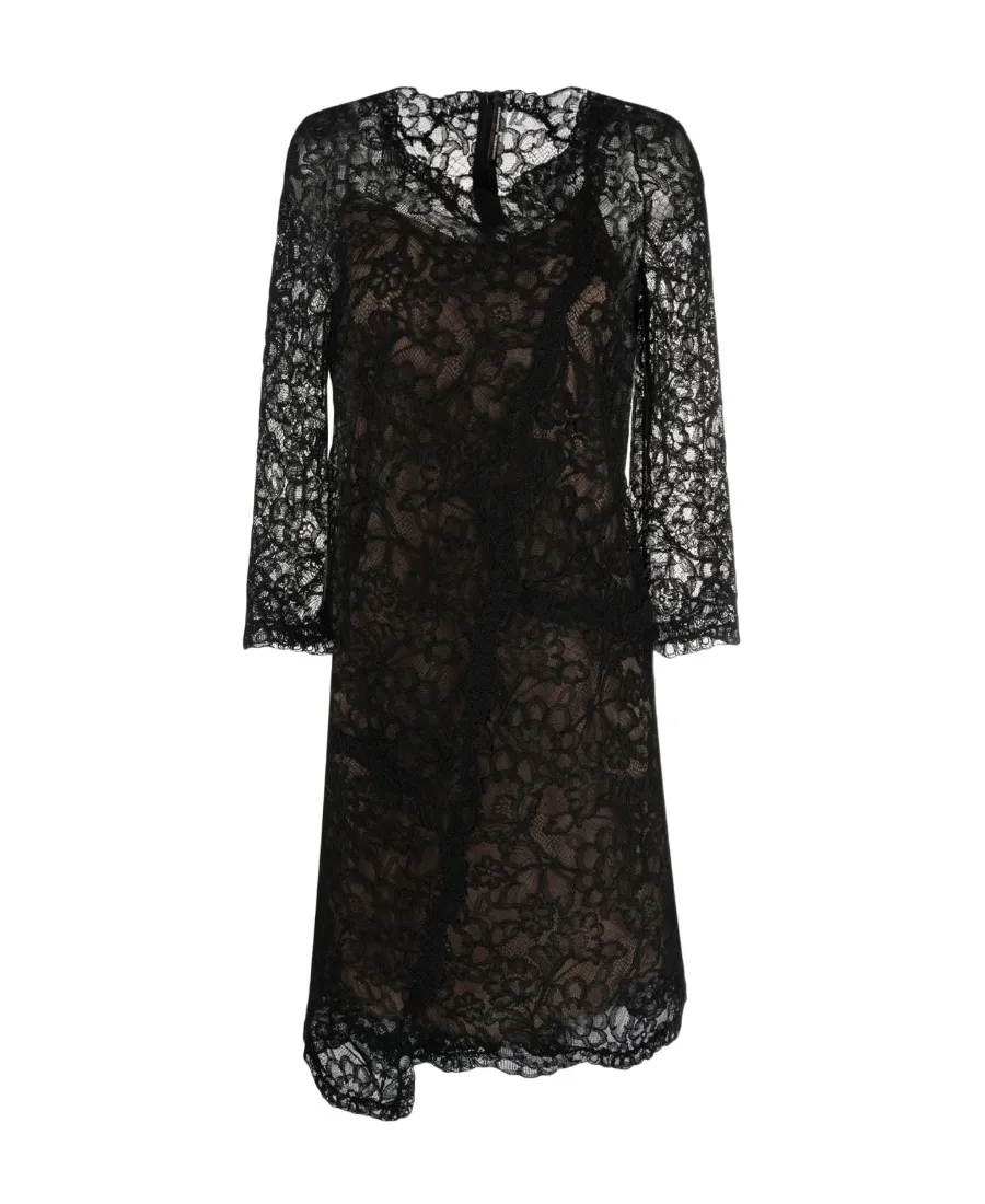 Asymmetric Floral Lace Dress