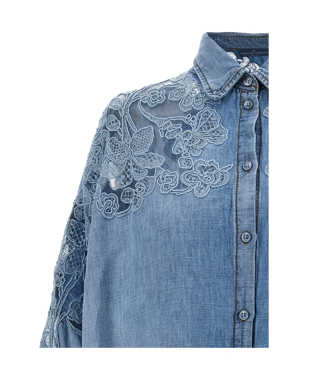 Long-Sleeved Denim Shirt