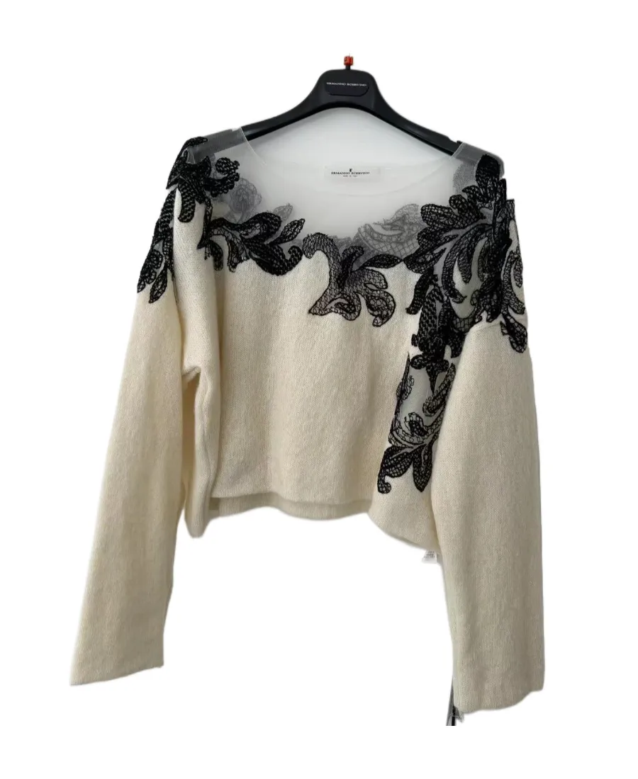 Long-Sleeved Lace Detail Sweater