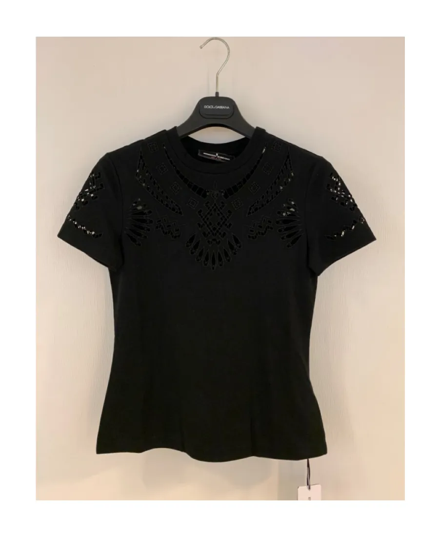 Geometric Pattern Hollowed-Out T-Shirt