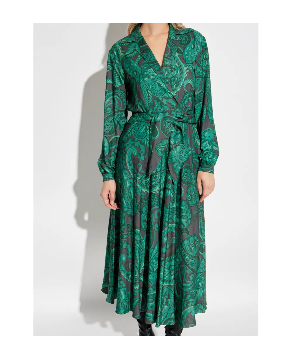 Belted Waist Printed Dress