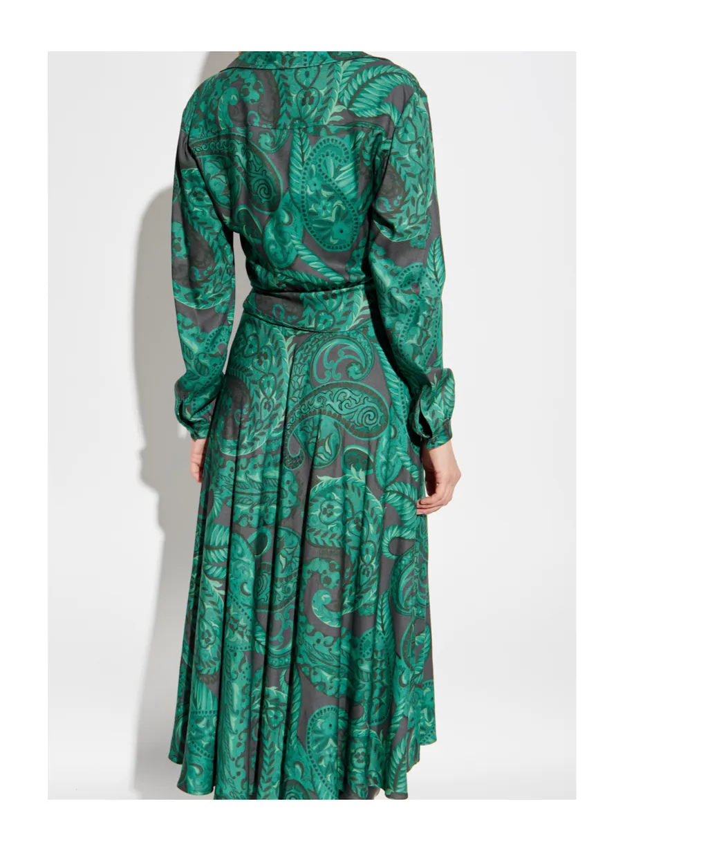 Belted Waist Printed Dress