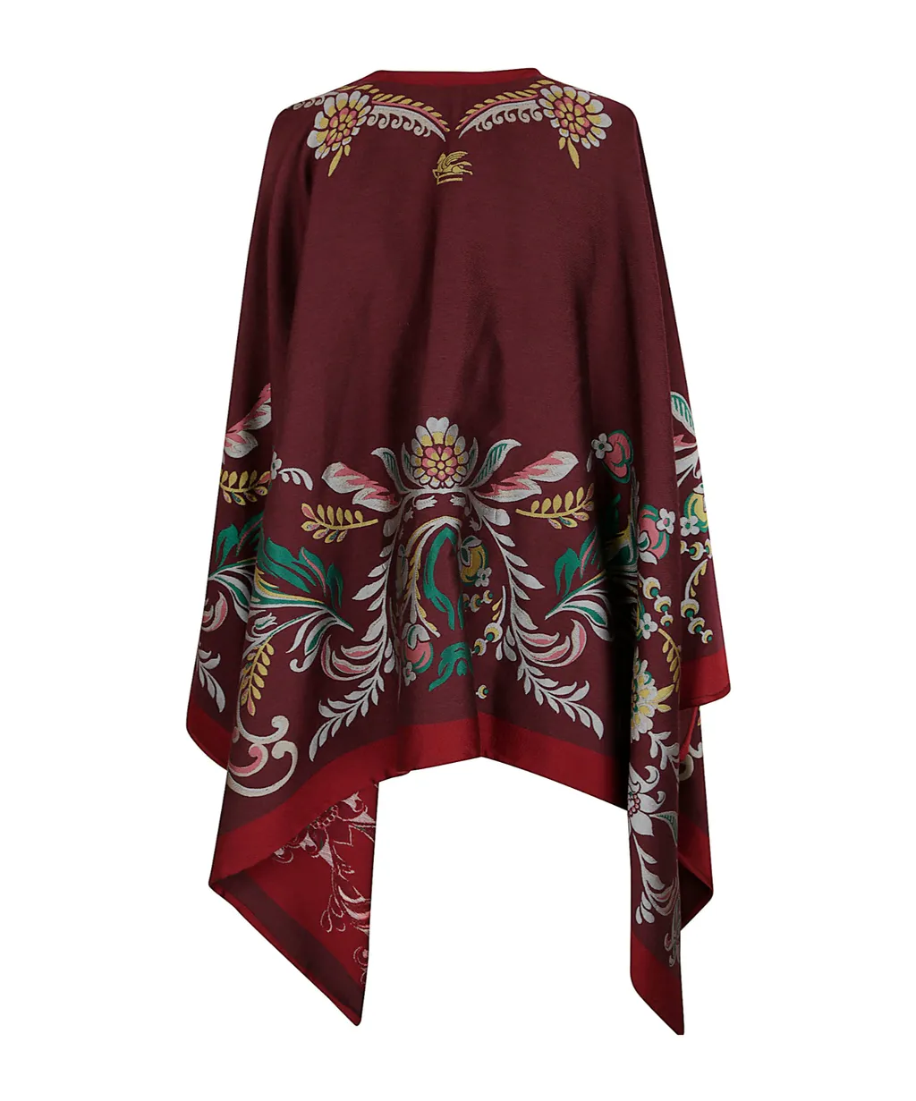 Floral Jacquard Motif Cape