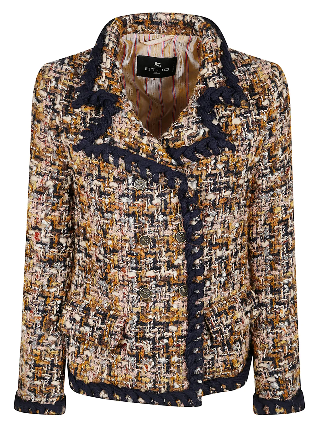 Double-Breasted Long Sleeve Tweed Jacket