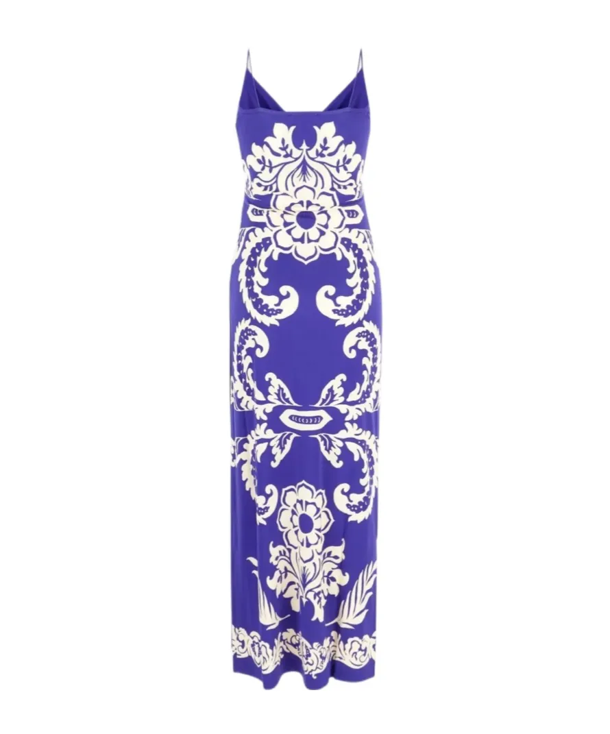 Draped Floral Maxi Dress With Spaghetti Straps
