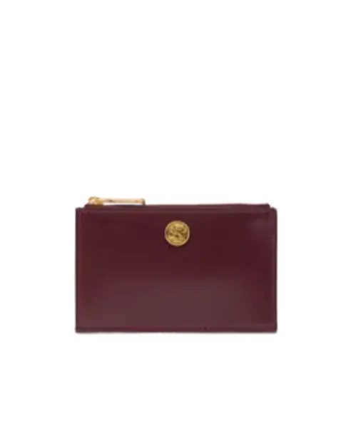 Leather Card Holder With Pegaso Button