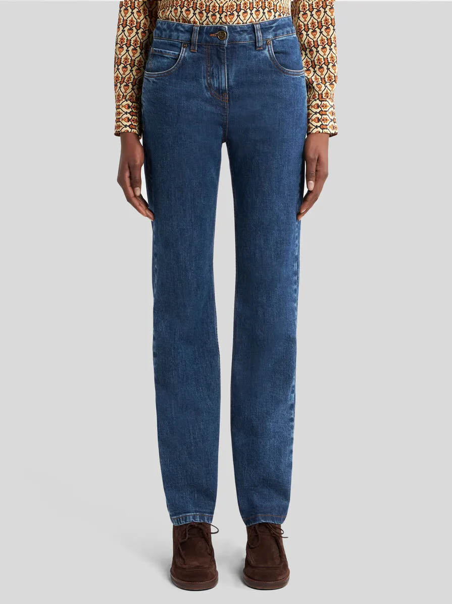 Jeans With Embroidered Rear Logo