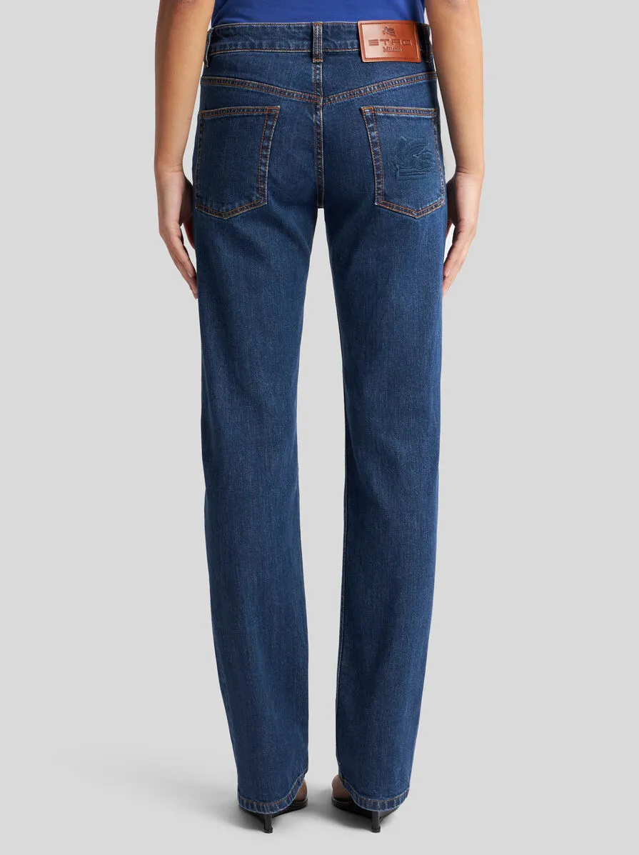 Jeans With Embroidered Rear Logo