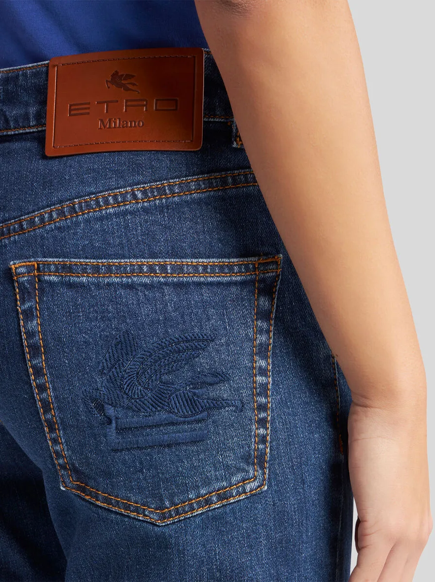 Jeans With Embroidered Rear Logo