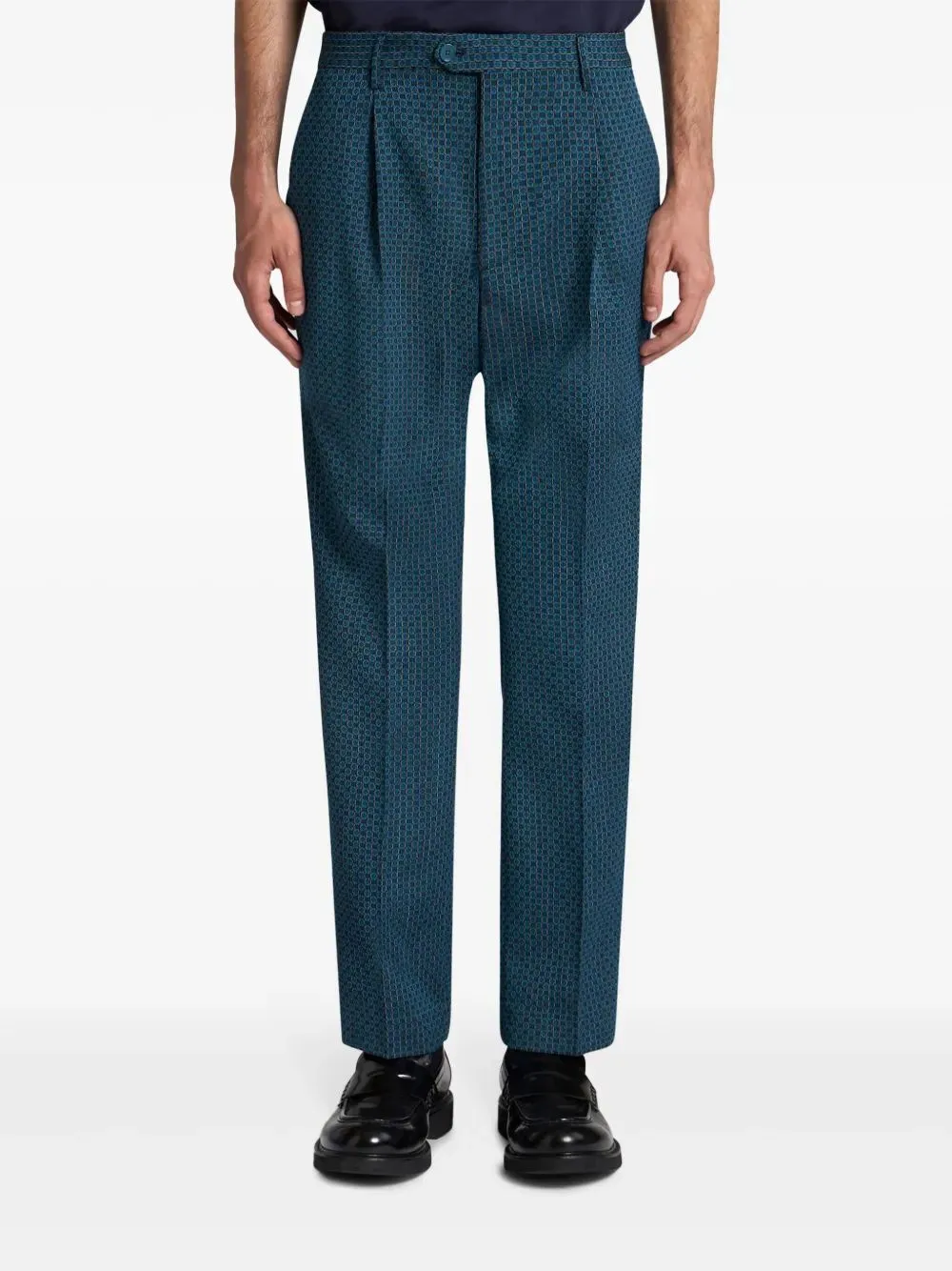 Wool Trousers With Micro Motif