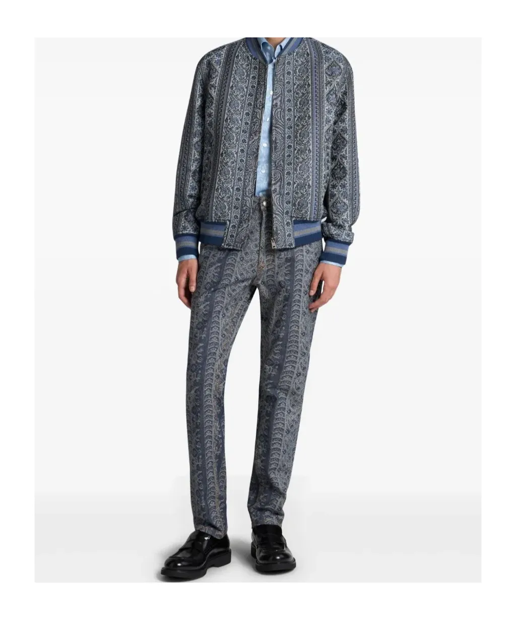 Bomber Jacket With Floral And Medallion Motif
