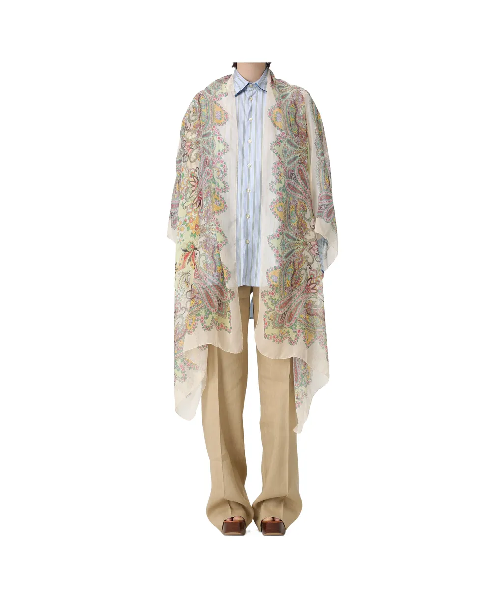 Semi-Sheer Paisley Printed Cape