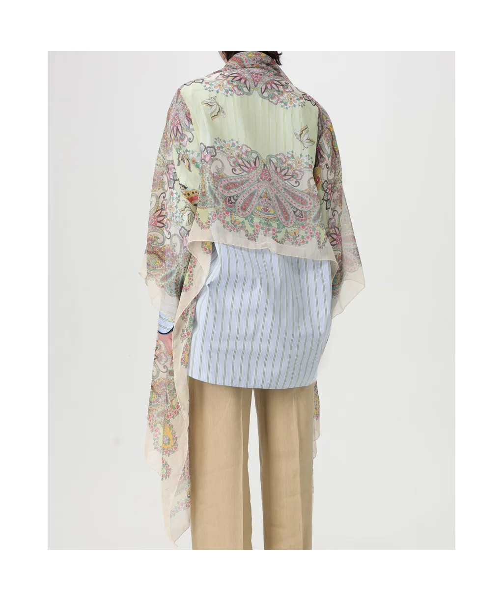 Semi-Sheer Paisley Printed Cape