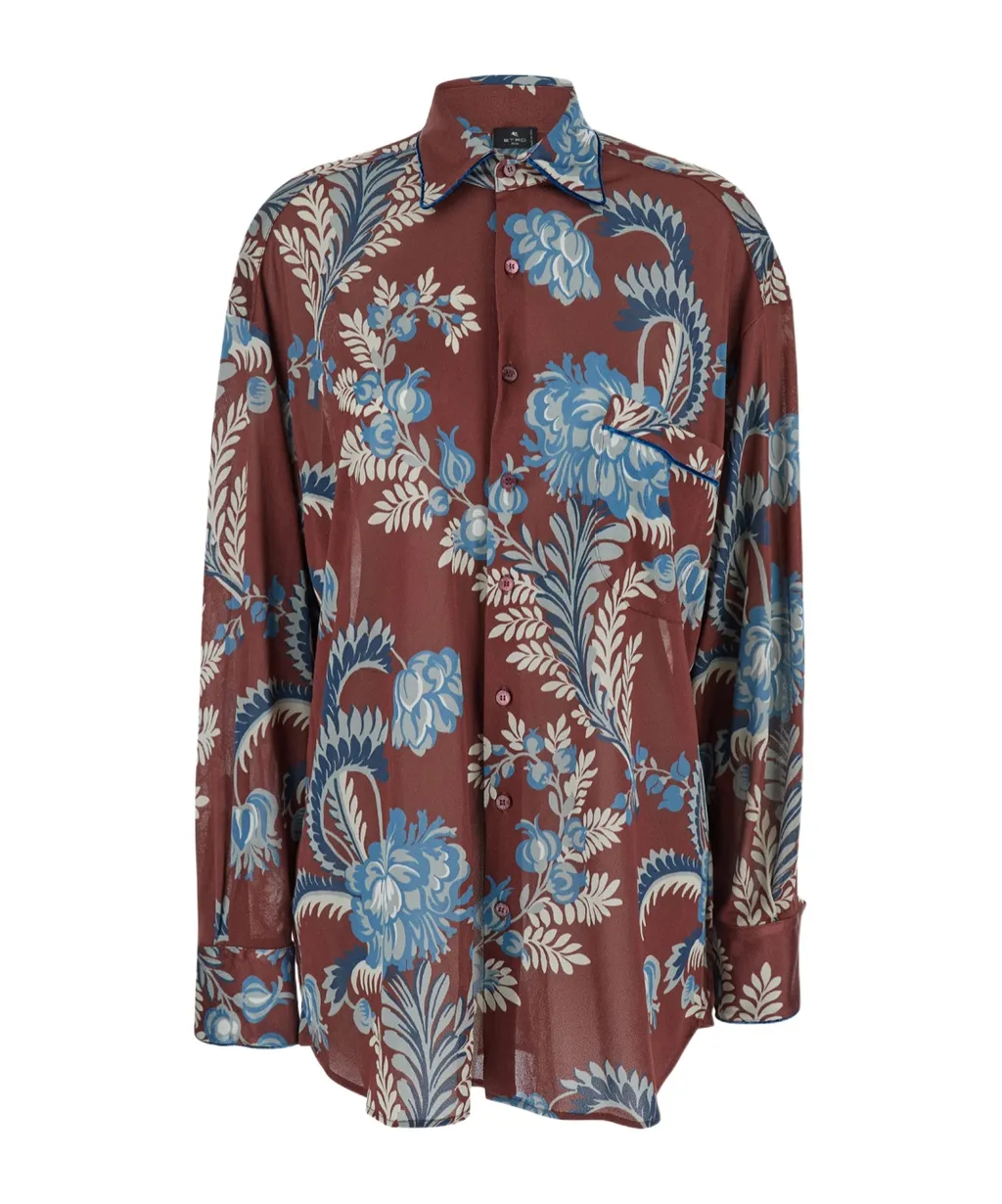 Floral Printed Curved Hem Shirt