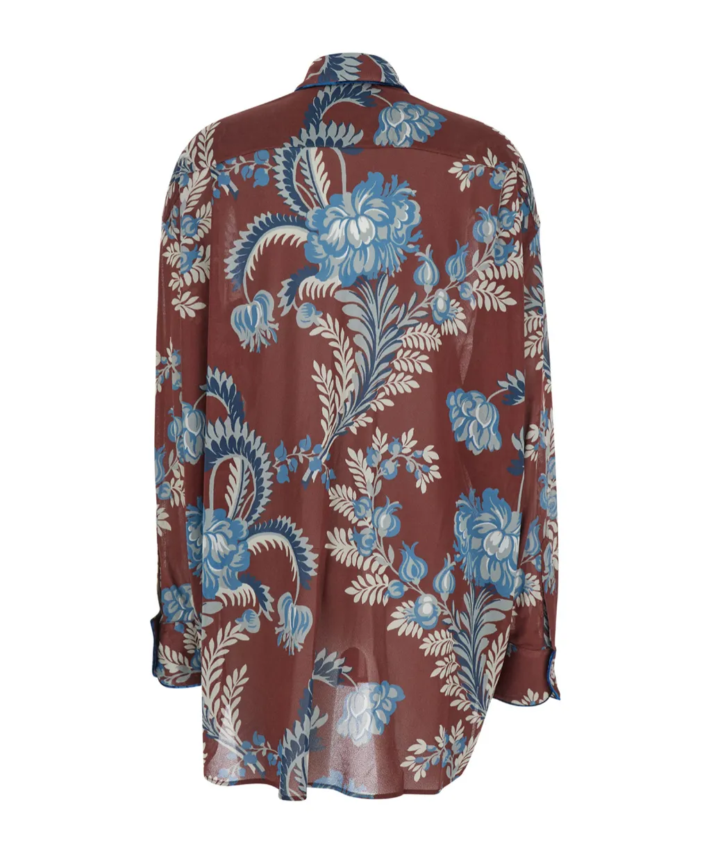 Floral Printed Curved Hem Shirt