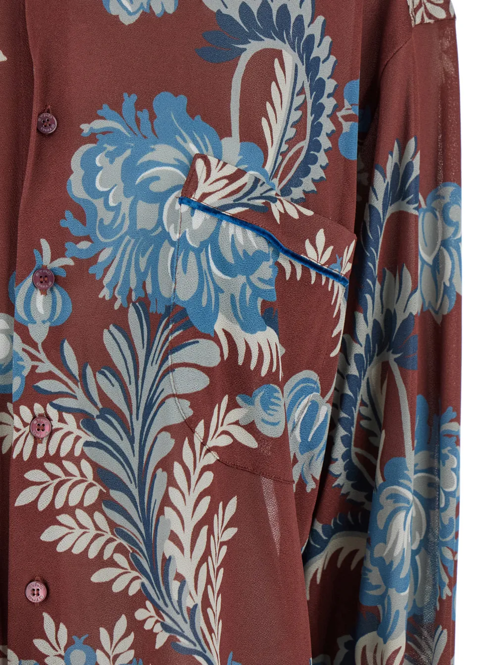Floral Printed Curved Hem Shirt