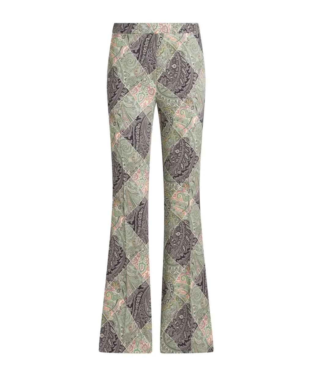 Flared Printed Cady Trousers