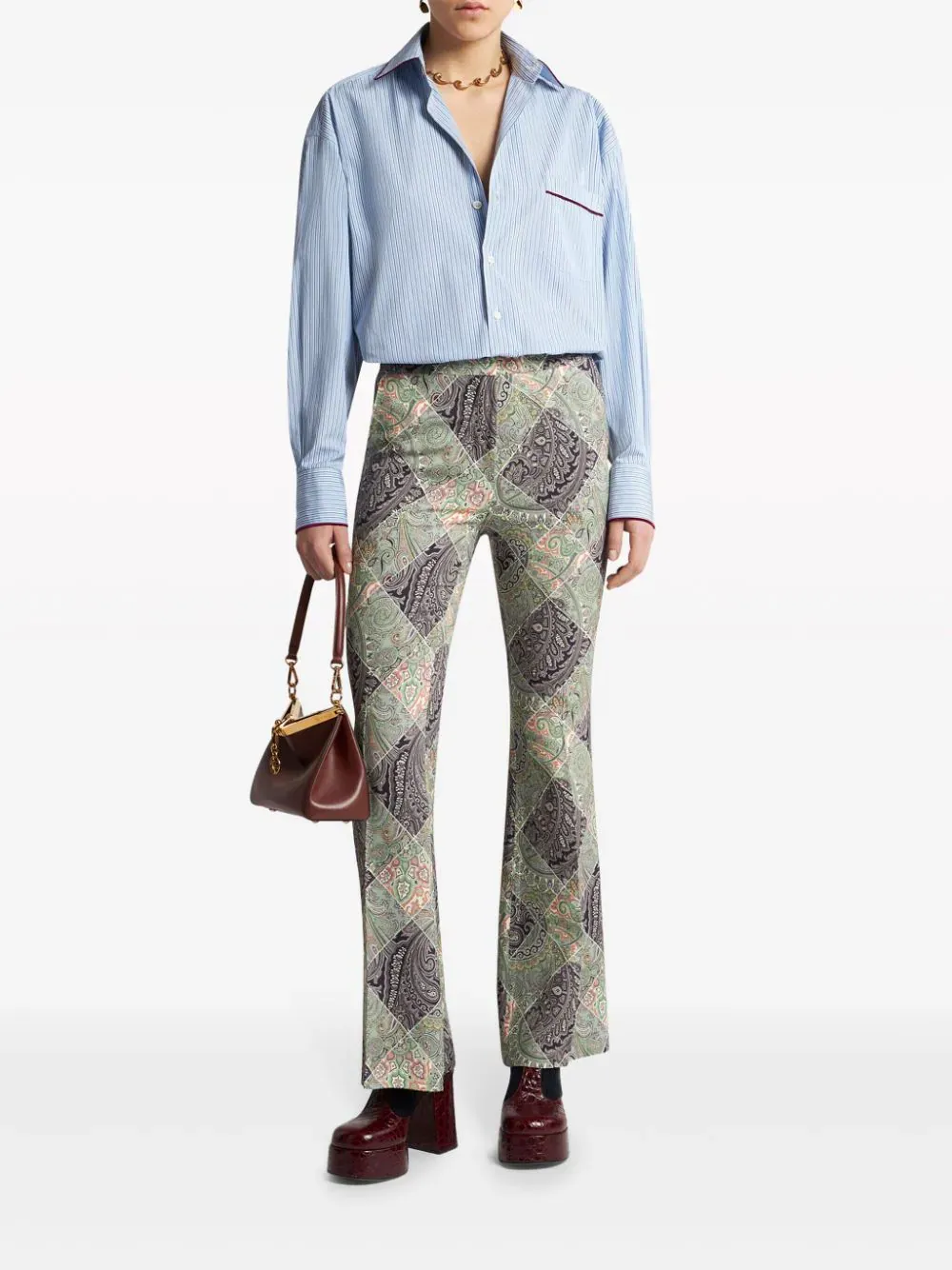 Flared Printed Cady Trousers