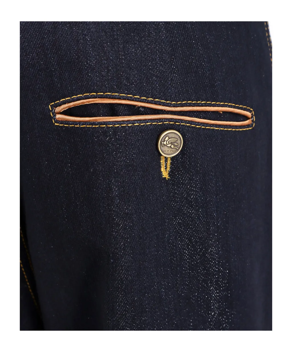 Straight-Leg Stitched Jeans