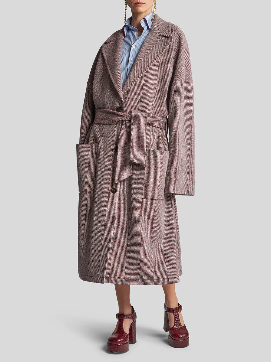 Belted Drop Shoulder Coat