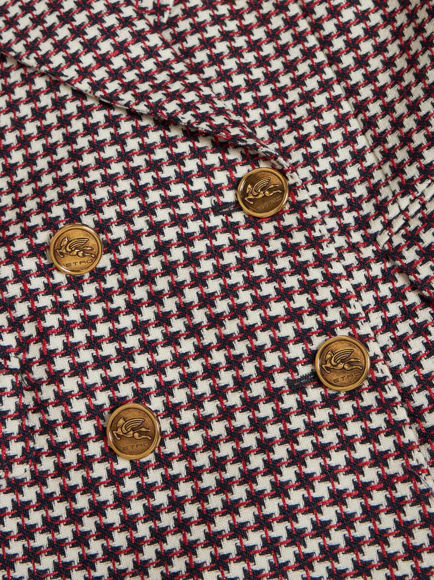 Houndstooth Patterned Straight Hem Jacket