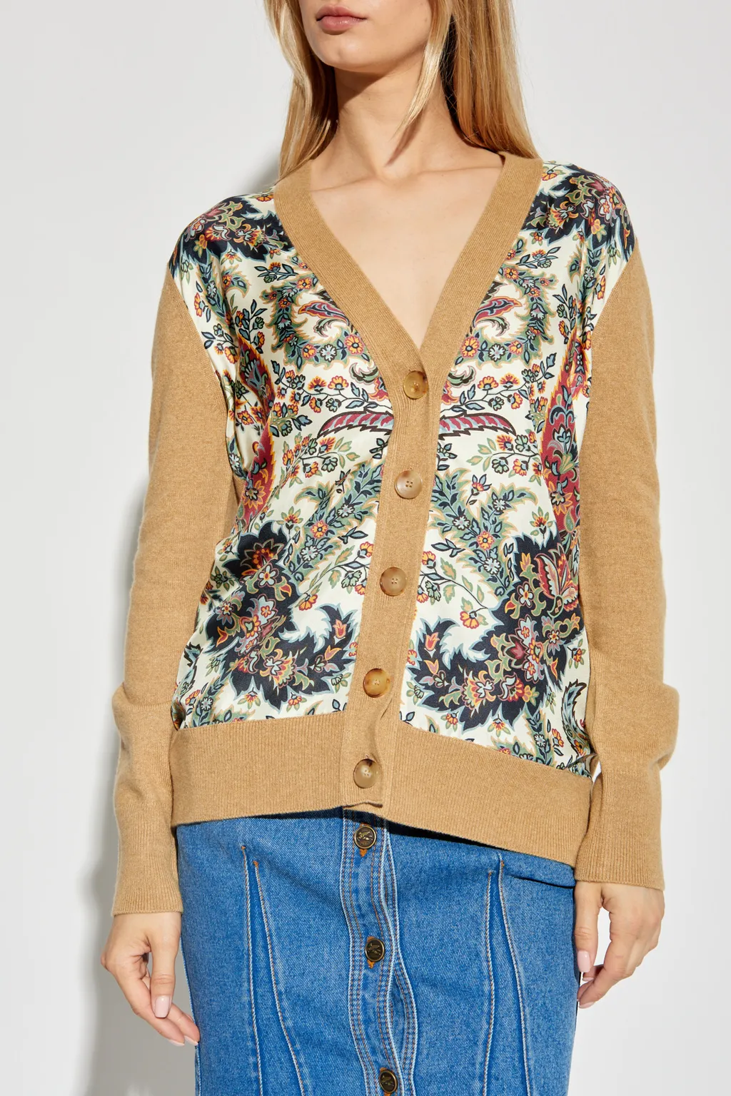 Floral Printed Knit Cardigan