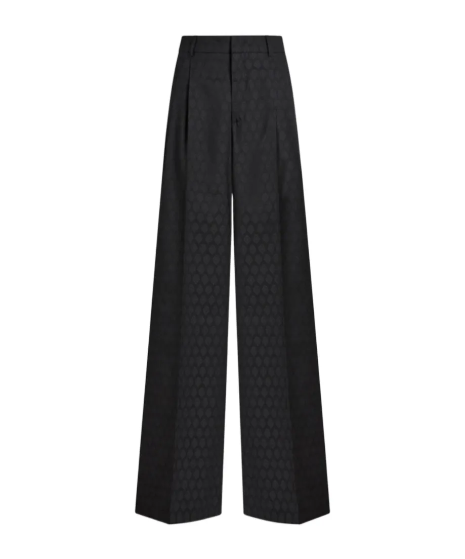 Pattern-Jacquard Wide-Leg Trousers