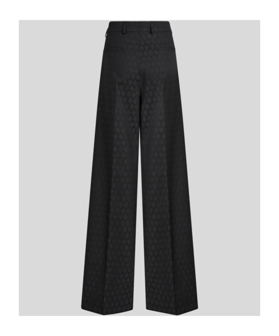 Pattern-Jacquard Wide-Leg Trousers