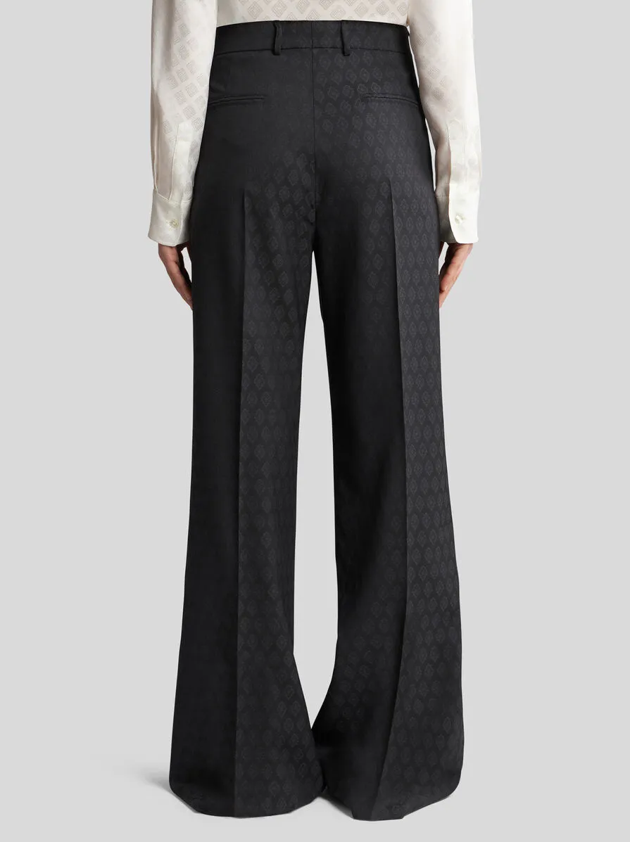 Pattern-Jacquard Wide-Leg Trousers