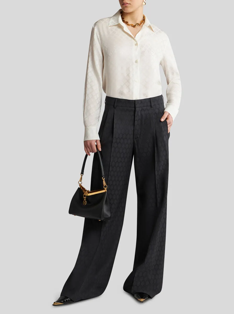 Pattern-Jacquard Wide-Leg Trousers